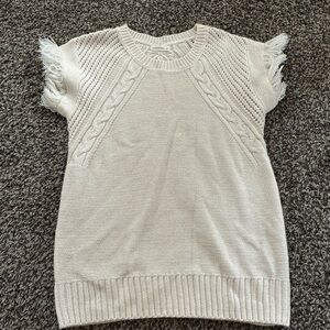 Cream Knit Short Sleeve Sweater